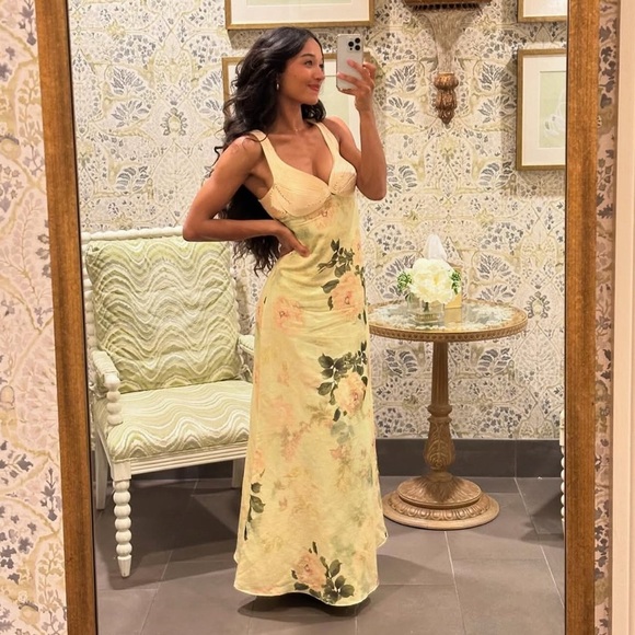 Geisha Designs Formal Sleeveless Floral Cream Romantic Maxi Slip Dress Gown XS - Picture 11 of 11